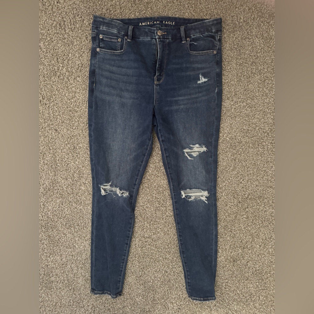 American Eagle Outfitters Women's High Rise Dark Blue Jeans